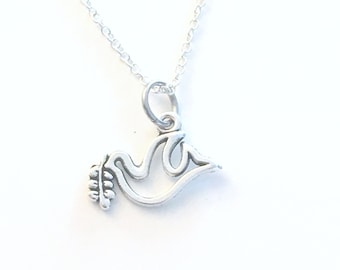 Confirmation Gift for Girl or Boy Jewelry / Dove Necklace / Peace Dove Silver Charm / Present for Teenager Daughter / Teenage Son / Animal