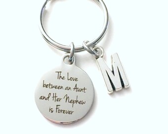 Nephew Gift from Aunt Keychain, The Love between an Aunt and her Nephew is Forever, 16th birthday Key chain, Confirmation Present for him