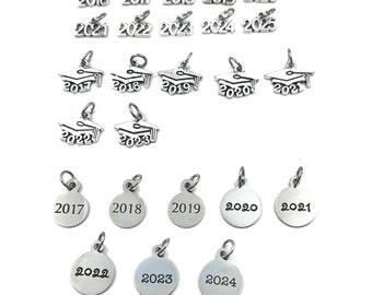 2024 Graduate Charm, Graduation Scroll Pendant, Mortarboard Cap 2025 Silver for Keychain, Bracelet or Necklace, add to any of my listings