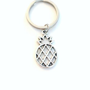 Pineapple Keychain, Pineapple Key Chain, Pine apple Charm Keyring, Food Fruit present, Gift for conception Good luck TTC her fertility luck