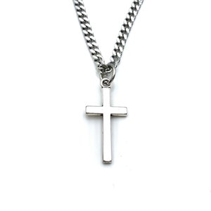 Collar con cruz para hombre, cadena de acero inoxidable de 3 mm que no se empaña, joyería cristiana para hombre, regalo religioso para confirmación del Día del Padre.