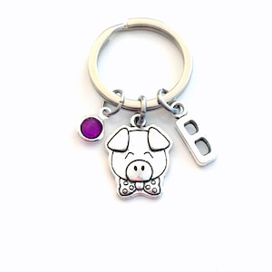 Llavero de cerdo / Llavero de animal lindo / Llavero de cerdito / Llavero de lechón / Regalo de animal de granja / Regalo personalizado