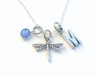 Dragonfly Necklace, Silver Dragon Fly Jewelry, Personalized gift for daughter Dragonflies Charm, Gardeners Secret sister niece granddaughter