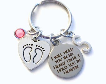 I will hold you in my heart until I hold you in heaven Keychain / Loss of Baby Key Chain / Gift Miscarriage / Memorial infant son daughter