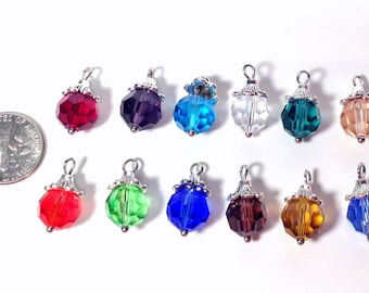 Add on a 10mm Faceted Birthstone Dangle Charm to any listing, birthstone faceted crystal, birthstone dangle