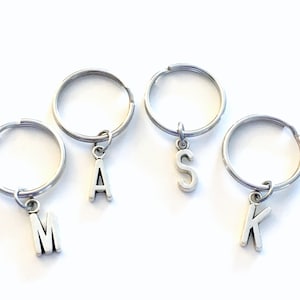 Initial Key Chain, Any Letter Keychain, Your choice of Monogram, Personalized Custom, Customized Key Ring Charm Silver A B C D E H J K M S T