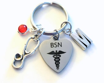 BSN Gift, BSN KeyChain, Graduation Gift for BSN, Nurse Key Chain, Nursing Keyring, Bachelor of Science Nursing Student Present