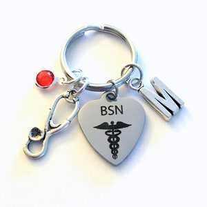 BSN Gift, BSN KeyChain, Graduation Gift for BSN, Nurse Key Chain, Nursing Keyring, Bachelor of Science Nursing Student Present