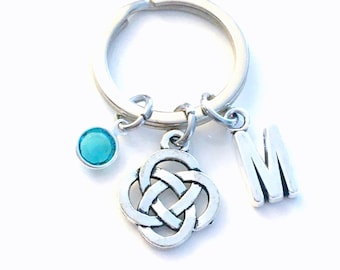 Celtic Knot Keychain / Irish Keyring / Silver Dara Knot Key Chain Gift / Spiritual Strength Key Ring / Initial Personalized Present