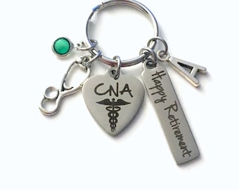 Retirement Gift for CNA Keychain, Certified Nursing Assistant Nurse Keyring, Retire Key Chain, Present him her women Men him CN