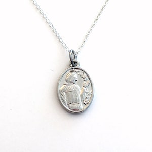 St. Francis Necklace, Saint Francis of Assisi Medal Pendant, Catholic Jewelry Gift for Animal Lover, Vet Gift, Pet Memorial, Religious Charm