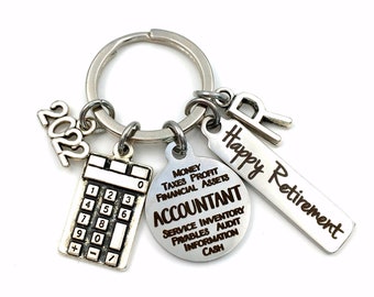 2022 Retirement Gift for Accountant Key Chain, CPA Accounting Keychain Present, Chartered Professional Accountant, for him or her Calculator