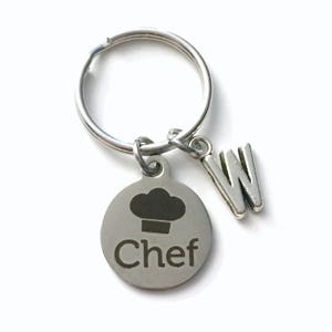 Porte-clés de chef cuisinier, porte-clés de toque de chef, porte-clés de pâtisserie avec initiale, argent