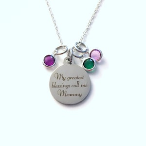 Collar de mamá con múltiples piedras de nacimiento Regalo, Mis mayores bendiciones me llaman mamá Joyería, Regalo del Día de la Madre 2 3 4 5 6 7 8, de los niños
