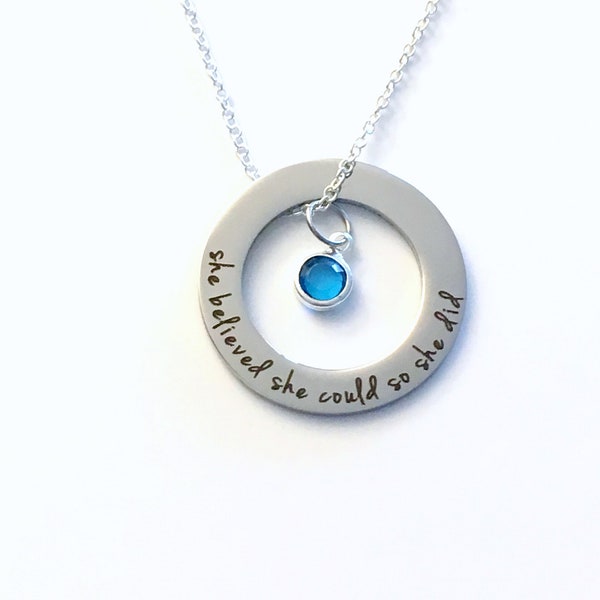 Gradation Gift for her, Teenage Girl Grad Present, Graduate Jewelry, She believed she could so she did Jewelry, Affirmation Circle, her teen