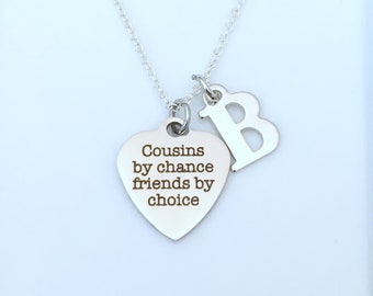 Gift for Cousin Necklace Jewelry, Cousins by chance friends by choice Charm, Best Friend Niece Nephew, Men Women Him Her - thank you thanks