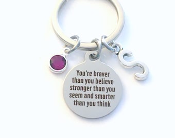 LJSLYJ Simple Keychain ALWAYS REMEMBER YOU ARE BRAVER THAN YOU BELIEVE Key Holder Unisex Alloy Key Chain Pendant