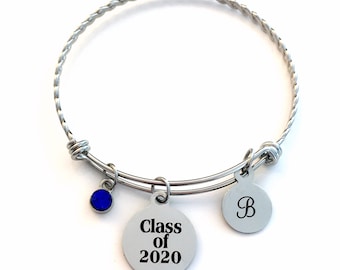 Class of 2022 Graduation Bracelet /  Grad Jewelry / Gift for High School Present / College University Graduate / Stainless Steel Twisted