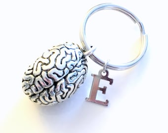 Brain KeyChain, Human Brain Keyring, Neurosurgeon Key Chain, Gift for Neurologist Doctor Keyring Graduation initial letter custom men woman