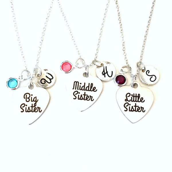 Sisters Necklace Set of 2, 3, 4, or 5, Jewelry Gift for Big, Middle, Little, or Baby Sister Present, Birthday, Christmas, Wedding Present