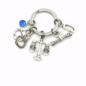 Criminology Gift for Graduate Key Chain, Graduation Key Chain / Criminologist Keyring Present / Criminal Lawyer, Crime Detective Grad scroll