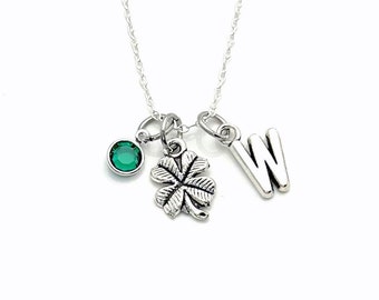 Clover Necklace, Good luck Jewelry, Four Leaf Clover Gift for her, Daughter, Mom, Sister, BFF, Irish Shamrock Present, Flower charm