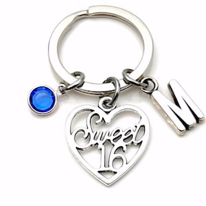 Porte-clés Sweet 16, porte-clés seize ans, porte-clés 16e anniversaire, cadeau pour adolescente, cadeau pour fille, nièce ou petite-fille