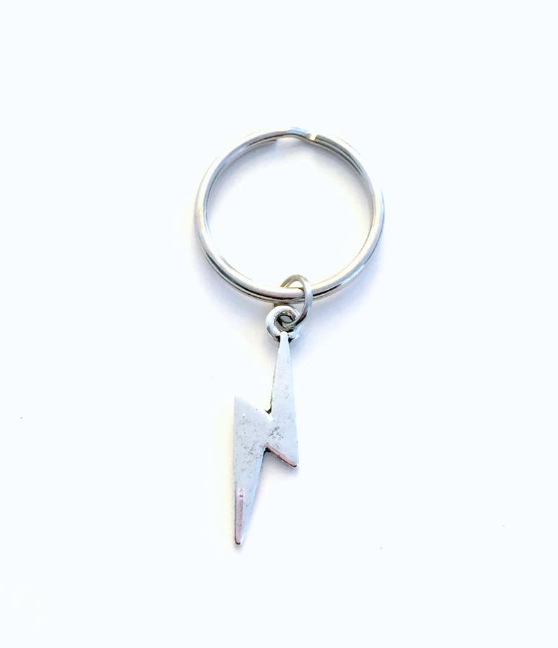 Lightning Bolt Keychain Silver Weather Keyring Key Chain Gift Etsy Canada