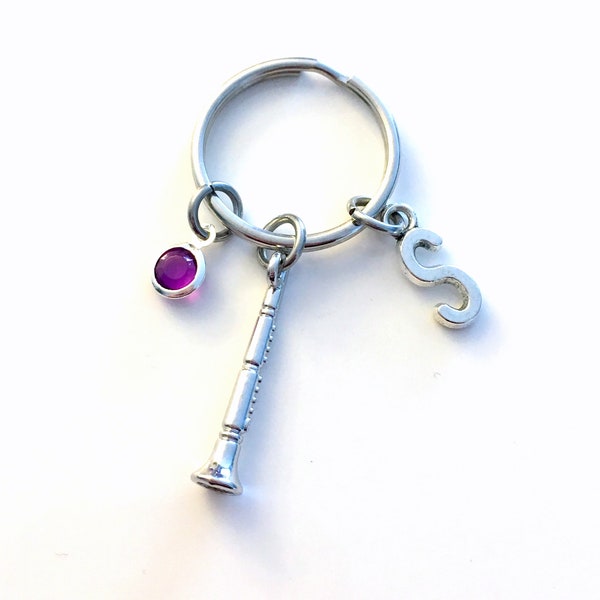 Clarinet Gift, Clarinet Keychain, Band Instrument Key Chain, Clarinet Player Present, Silver Clarinet Charm, Personalized Keyring