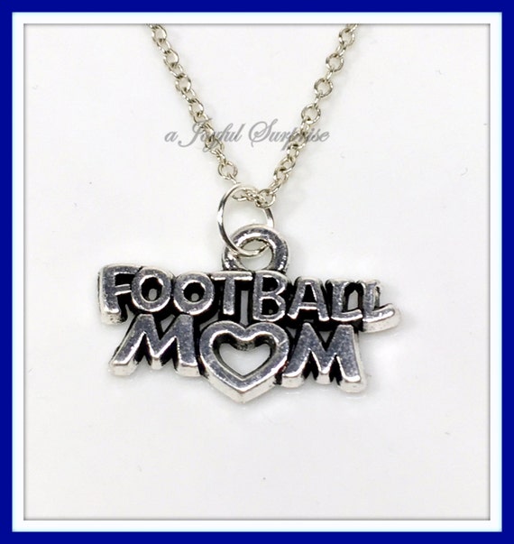 Football Mom Charm Necklace Silver Personalized Foot ball Etsy