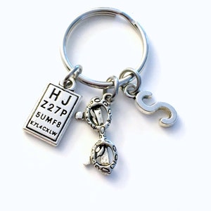 Optometry Keychain, Ophthalmologist Key Chain, Optometrist Keyring, Eye Glasses and Snellen chart charms, Doctor at Vision Clinic Present