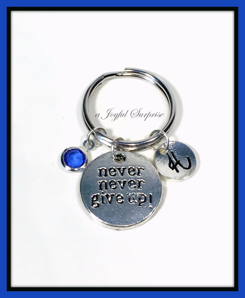 Personalized Gift for Survivor Hope Encouragement Love get better Silver Crossfit Keyring Never Give up Key chain Motivational Keychain