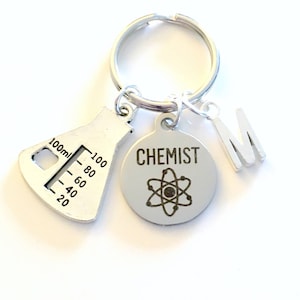 Chemist Keychain, Chemistry Student Key chain, Graduation Gift for Science Student Grad Keyring, Beaker Retirement Present for men women