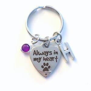 Loss of a Pet Keychain, Always in my heart Gift, Sympathy Key Chain, Dog Sympathy Keyring,  Memorial present, Personalized Gifts,