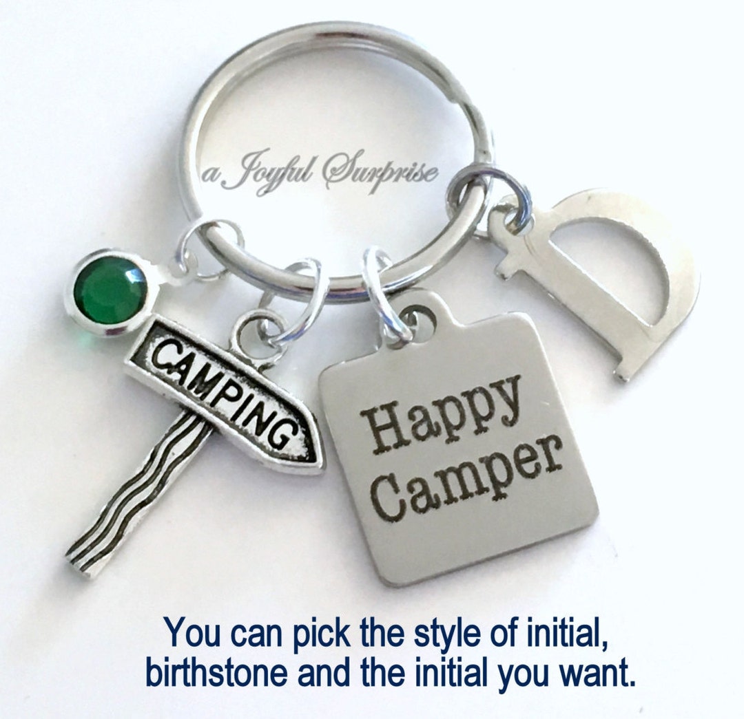 Happy Camper Keychain Camping Key Chain Gift for Camper Etsy Canada