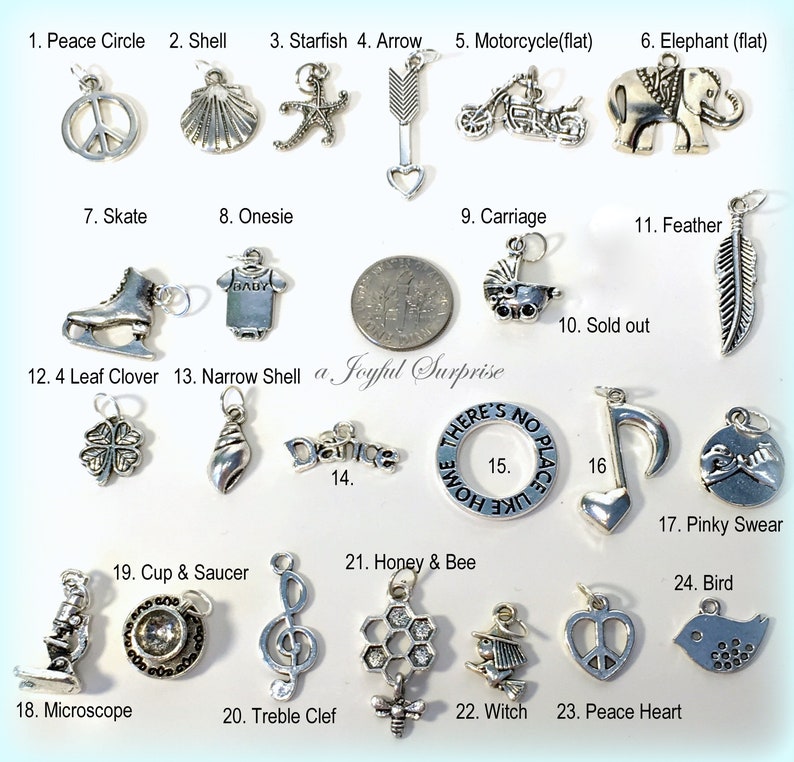 Silver Charm, Add on ANY charm from my shop to your purchase, Antique silver, Necklace, Keychain, Bracelet bookmark 1 single Pendant steel image 1