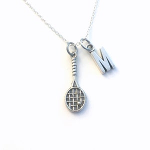 Racket Necklace, Racquetball Player&#39;s Jewelry, Silver Tennis Charm, Racquetball Coach, Squash Thank you Present, women girl daughter niece