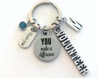 Volunteer Appreciation Gift Keychain, Thank you Key Chain, You make a Difference Keyring, for Women Men Her Him, Non profit NGO Present