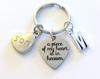 Memorial Keychain, Loss of Mom Dad Brother Sister Son Daughter Husband Wife A piece of my heart is in Heaven Sympathy Gift Key Chain niece