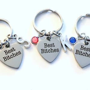 Chaveiro Best Bitches / Presente para melhor amiga / Conjunto de chaveiros combinando 1 2 3 4 5 6 / Chaveiro Bitch / Letra de pedra de nascimento inicial personalizada