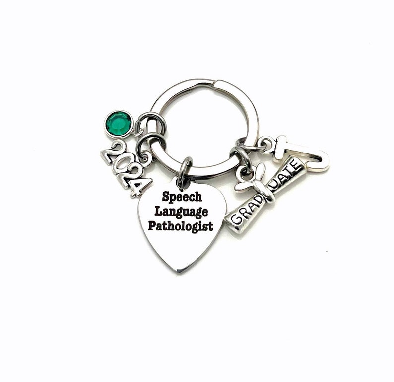 Graduation Gift for Speech Language Pathologist Keychain / 2024 Speech Therapy Key Chain / SLP Grad Present Keyring / Personalized Graduate image 1