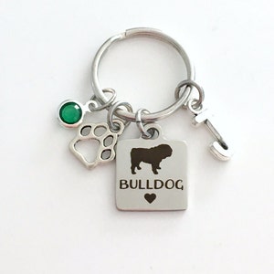 Bulldog KeyChain, French, English, American, Bull Dog Breeder Key Chain, Gift for Dog Mom Keyring, Doggie Dad, New Puppy Present