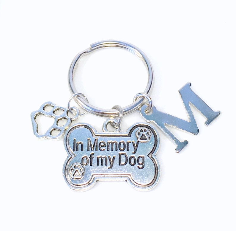 Memorial Pet Jewelry Death of Animal Key chain Paw charm Loss of Dog Keychain Gift In memory of my dog letter Sympathy Present Keyring