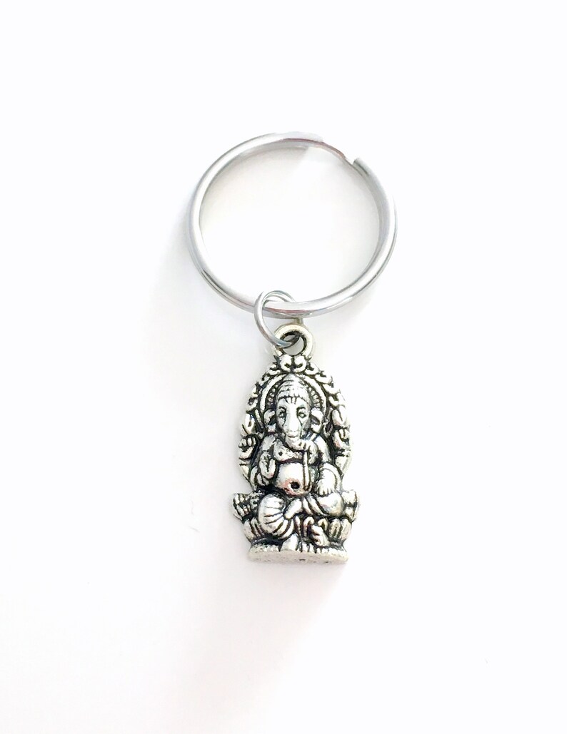 Ganesha KeyChain, Hindu God key chain, Good Luck Keyring, Gift for BFF, remover of obstacles present, Buddha Ganesh charm, Christmas friend image 11
