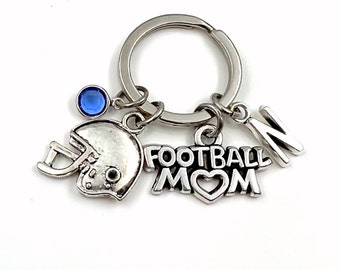 Gift for Football Mom Keychain / Football Key Chain / Foot Ball Key Chain / Mother's Day Present for Team Mom / Football Helmet Present