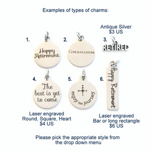 Silver Charm, Add on ANY charm from my shop to your purchase, Antique silver, Necklace, Keychain, Bracelet bookmark 1 single Pendant steel image 4