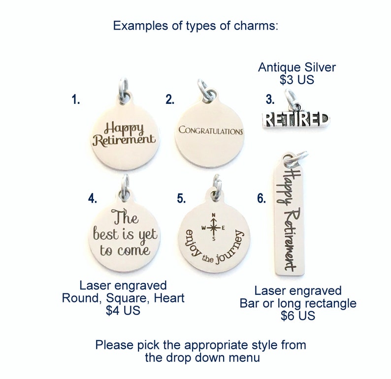 Silver Charm, Add on ANY charm from my shop to your purchase, Antique silver, Necklace, Keychain, Bracelet bookmark 1 single Pendant steel image 4