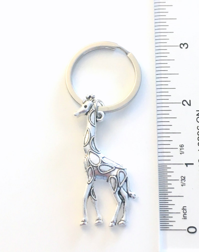 Giraffe KeyChain, Giraffe Keyring, Animal Key chain, Large Giraffe Jewelry, Personalized Initial Birthstone birthday present Christmas Gift image 4