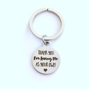 Step Dad Gift, Thank you for loving me as your own KeyChain Gift for Guardian Keyring Foster Parents Key chain letter Birthday present us image 6