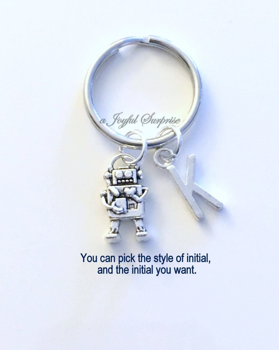 Robot Keychain Robotics Key Chain Robo Alien Keyring Silver Etsy